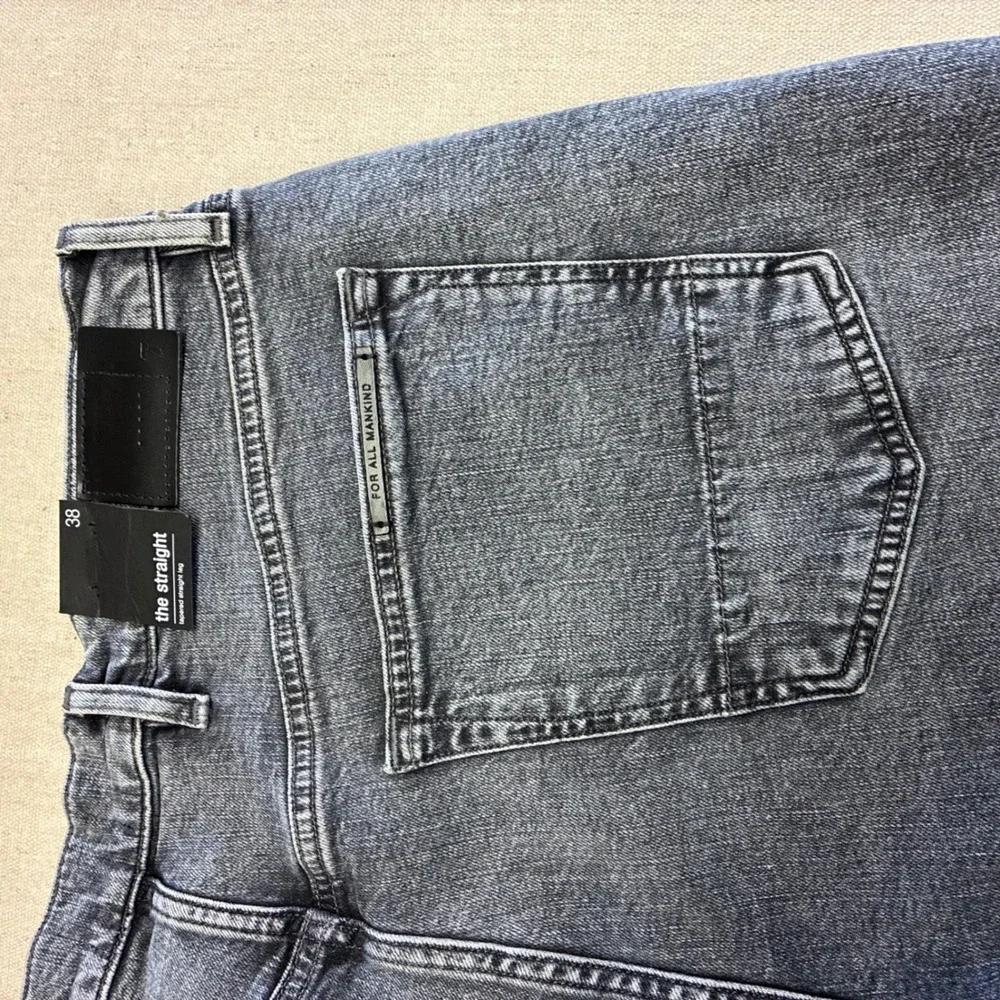 7 For All Mankind The Straight Jeans Mens 38 Gray New Distressed Indie Sleeze